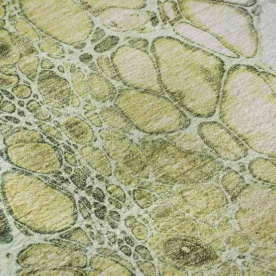 Olive Green Gold And Ivory Abstract Washable Area Rug With UV Protection Photo 9