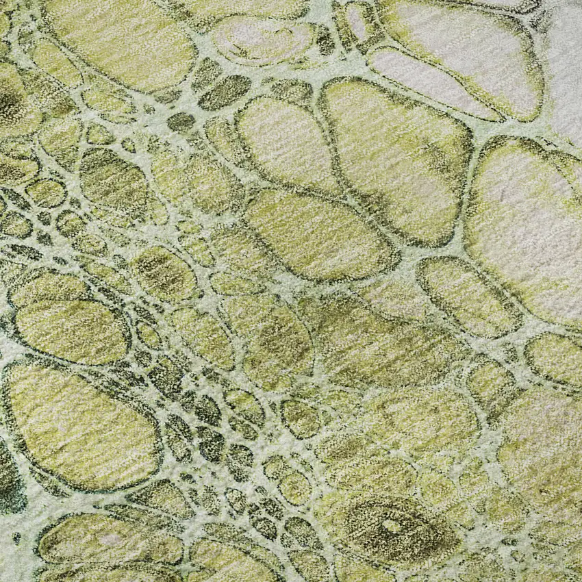 Olive Green Gold And Ivory Abstract Washable Area Rug With UV Protection Photo 9