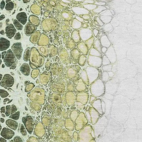 Olive Green Gold And Ivory Abstract Washable Area Rug With UV Protection Photo 2
