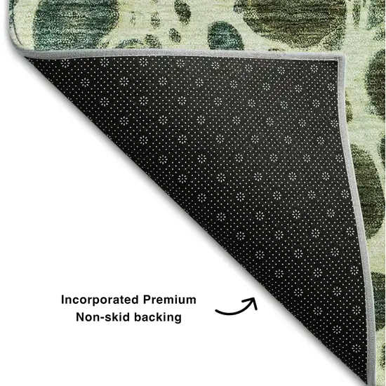 Olive Green Gold And Ivory Abstract Washable Area Rug With UV Protection Photo 6