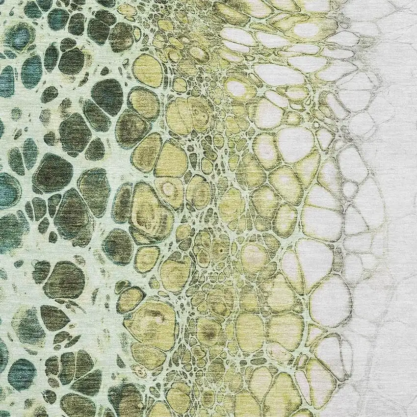 Olive Green Gold And Ivory Abstract Washable Area Rug With UV Protection Photo 2