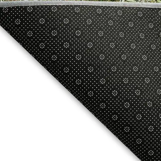 Olive Green Gold And Ivory Ogee Washable Area Rug With UV Protection Photo 2