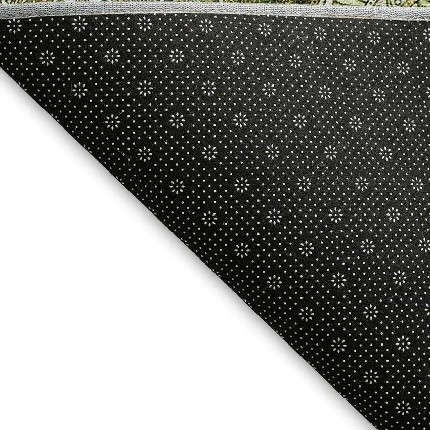 Olive Green Gold And Ivory Ogee Washable Area Rug With UV Protection Photo 2