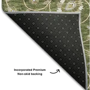 Photo of Olive Green Gray And Beige Moroccan Washable Area Rug With UV Protection