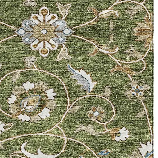 Olive Green Gray And Beige Moroccan Washable Area Rug With UV Protection Photo 2