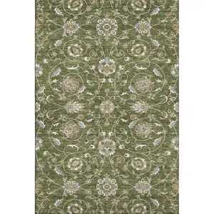 Photo of Olive Green Gray And Beige Moroccan Washable Area Rug With UV Protection