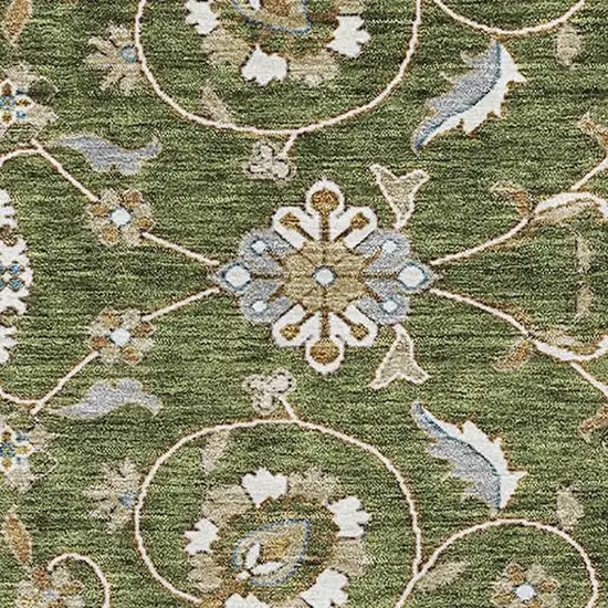 Olive Green Gray And Beige Moroccan Washable Area Rug With UV Protection Photo 2