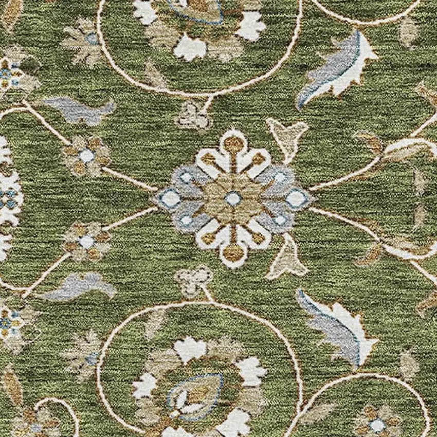 Olive Green Gray And Beige Moroccan Washable Area Rug With UV Protection Photo 2