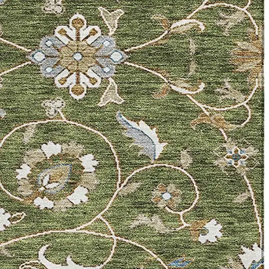 Olive Green Gray And Beige Moroccan Washable Area Rug With UV Protection Photo 2