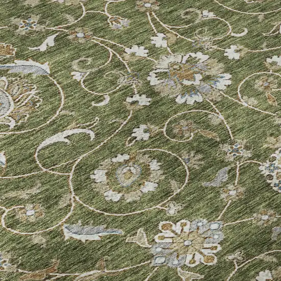 Olive Green Gray And Beige Moroccan Washable Area Rug With UV Protection Photo 9