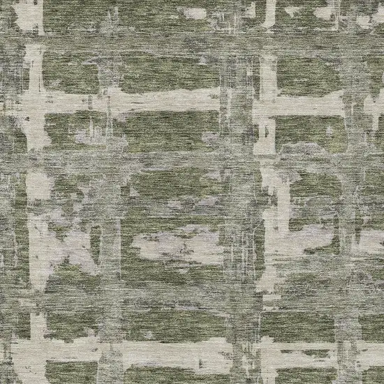 Olive Green Gray And Beige Striped Washable Indoor Outdoor Area Rug Photo 4