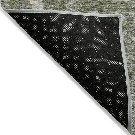 Olive Green Gray And Beige Striped Washable Indoor Outdoor Area Rug Photo 2