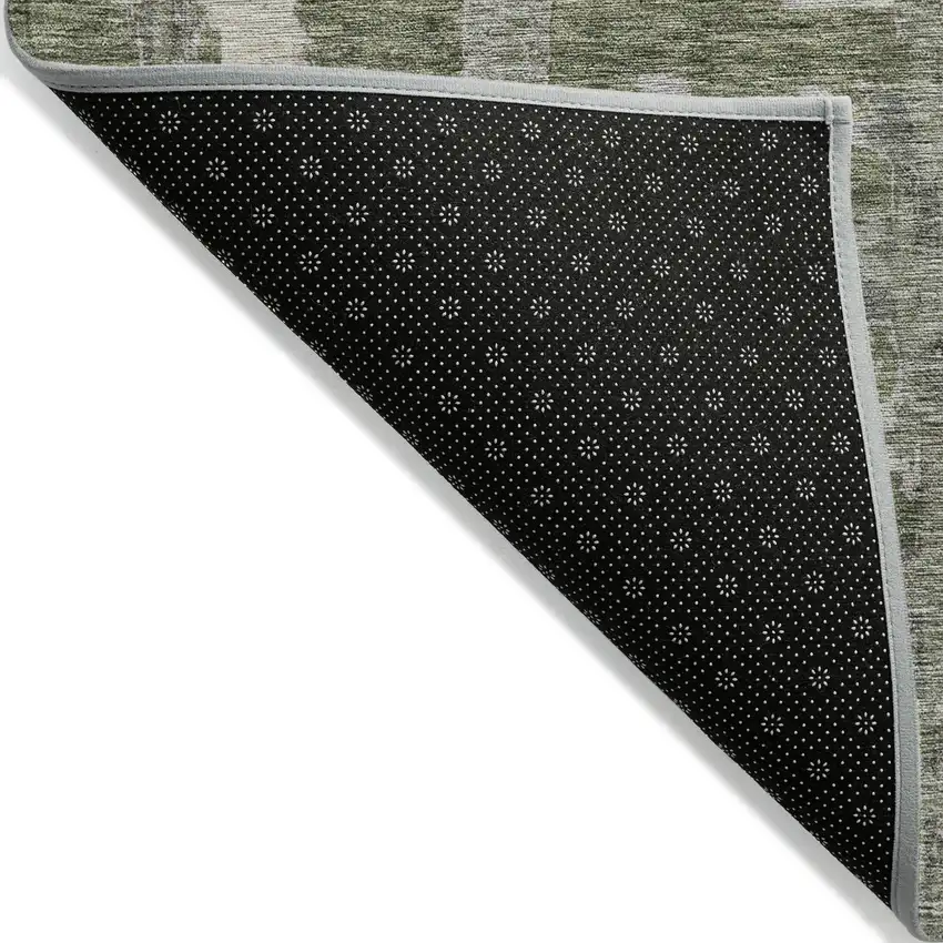Olive Green Gray And Beige Striped Washable Indoor Outdoor Area Rug Photo 2