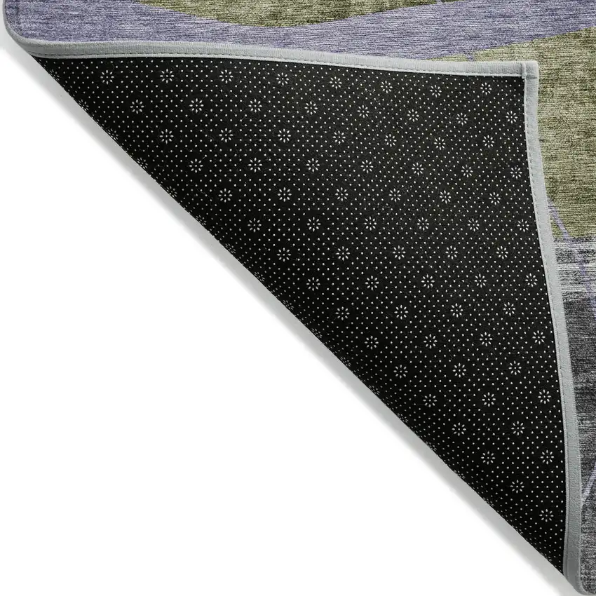 Olive Green Gray And Charcoal Abstract Washable Indoor Outdoor Area Rug Photo 4