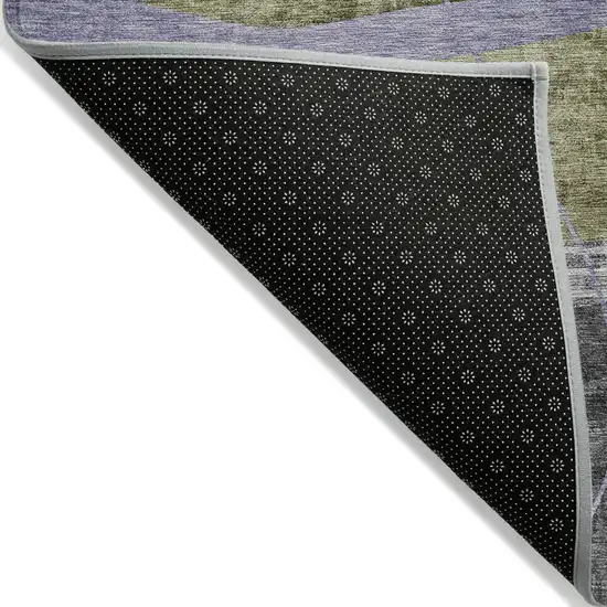 Olive Green Gray And Charcoal Abstract Washable Indoor Outdoor Area Rug Photo 4