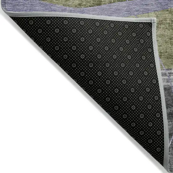 Olive Green Gray And Charcoal Abstract Washable Indoor Outdoor Area Rug Photo 4