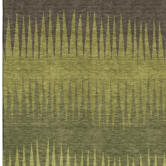 Olive Green Gray And Fern Green Striped Washable Area Rug With UV Protection Photo 3