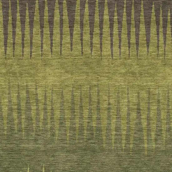 Olive Green Gray And Fern Green Striped Washable Area Rug With UV Protection Photo 3