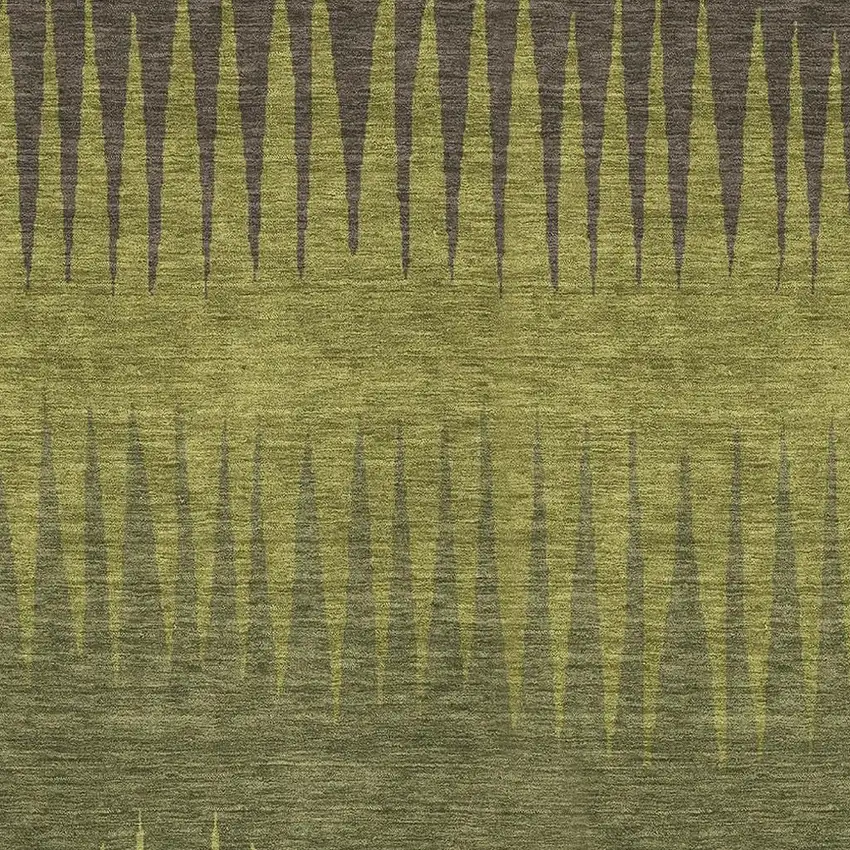 Olive Green Gray And Fern Green Striped Washable Area Rug With UV Protection Photo 3