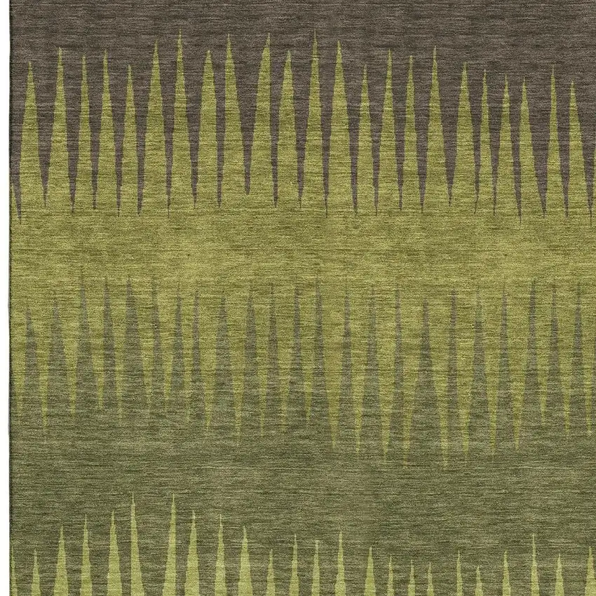 Olive Green Gray And Fern Green Striped Washable Area Rug With UV Protection Photo 4
