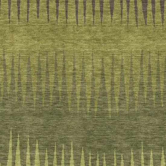 Olive Green Gray And Fern Green Striped Washable Area Rug With UV Protection Photo 3