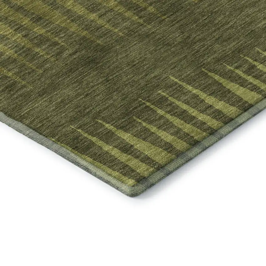 Olive Green Gray And Fern Green Striped Washable Area Rug With UV Protection Photo 8