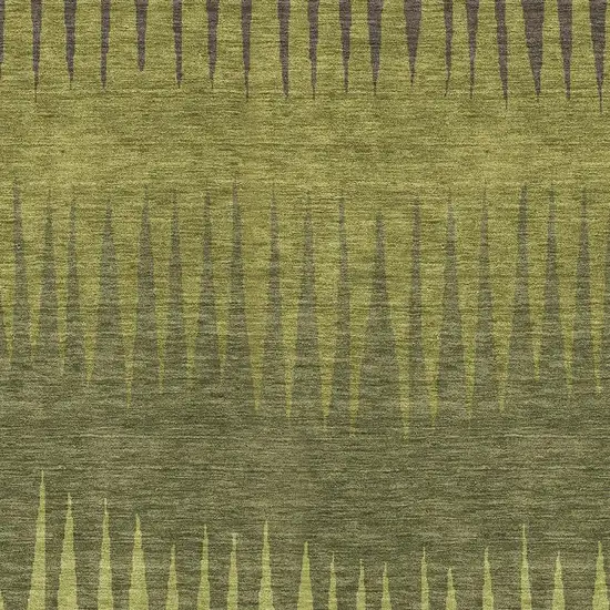 Olive Green Gray And Fern Green Striped Washable Area Rug With UV Protection Photo 3