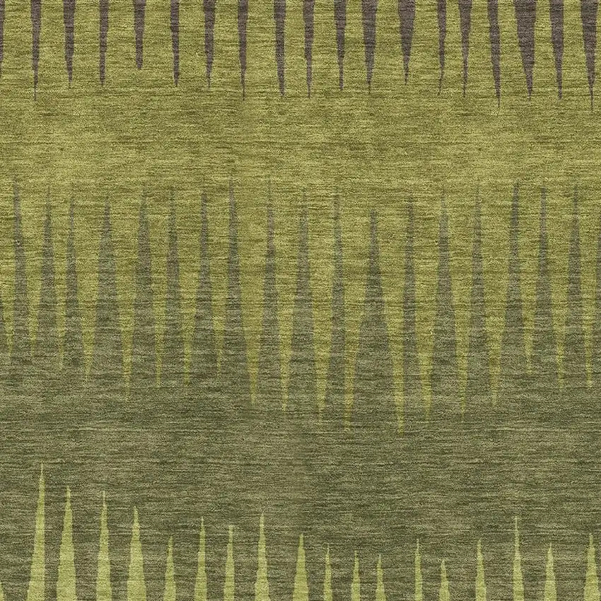 Olive Green Gray And Fern Green Striped Washable Area Rug With UV Protection Photo 3