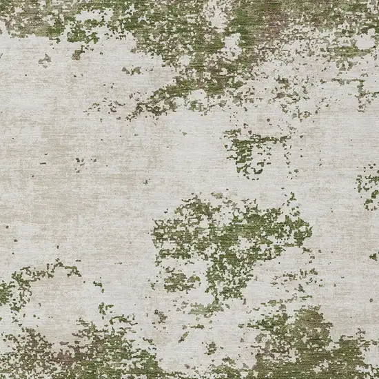 Olive Green Gray And Ivory Abstract Washable Indoor Outdoor Area Rug Photo 6