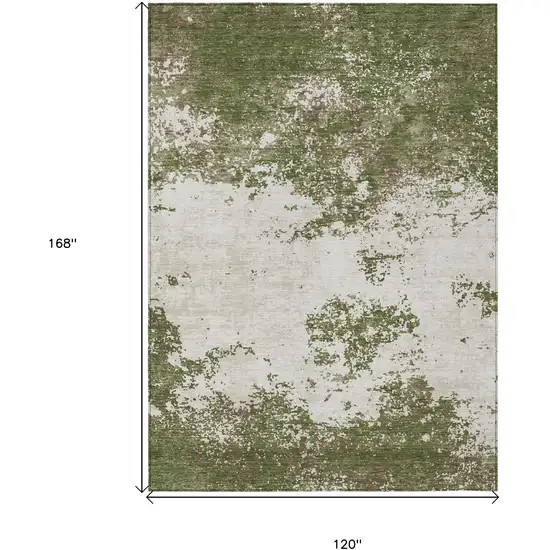 Olive Green Gray And Ivory Abstract Washable Indoor Outdoor Area Rug Photo 3