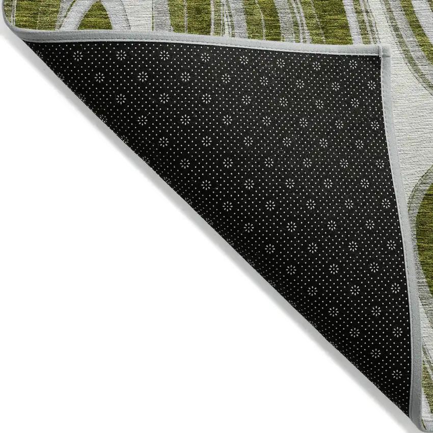 Olive Green Gray And Ivory Abstract Washable Indoor Outdoor Area Rug Photo 2