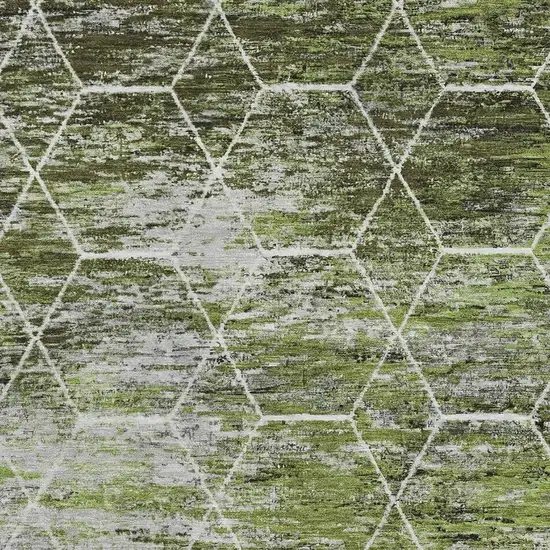 Olive Green Gray And Ivory Geometric Washable Area Rug With UV Protection Photo 2