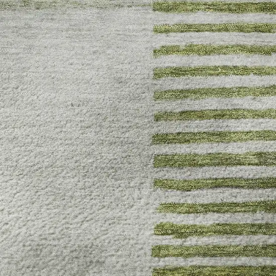 Olive Green Gray And Ivory Geometric Washable Area Rug With UV Protection Photo 3