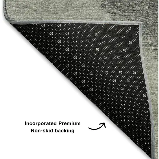 Olive Green Gray And Ivory Geometric Washable Area Rug With UV Protection Photo 7