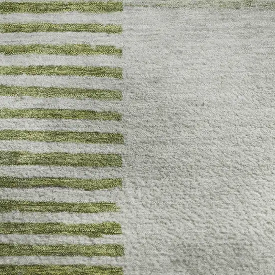 Olive Green Gray And Ivory Geometric Washable Area Rug With UV Protection Photo 3