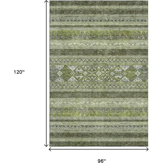 Olive Green Gray And Ivory Southwestern Washable Area Rug With UV Protection Photo 3