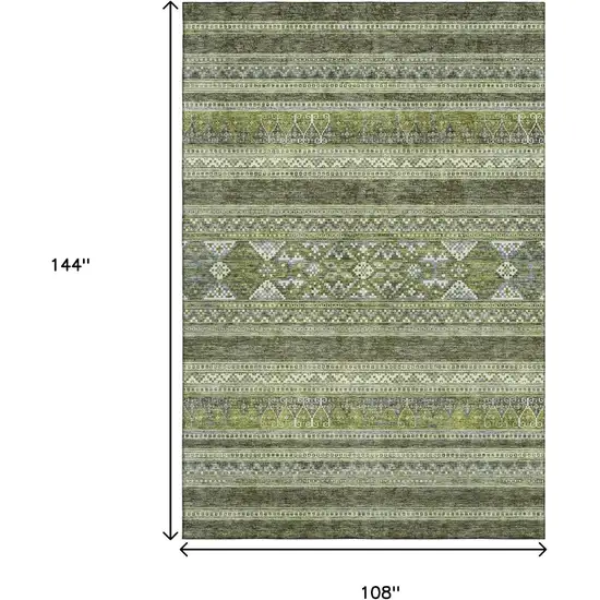 Olive Green Gray And Ivory Southwestern Washable Area Rug With UV Protection Photo 3