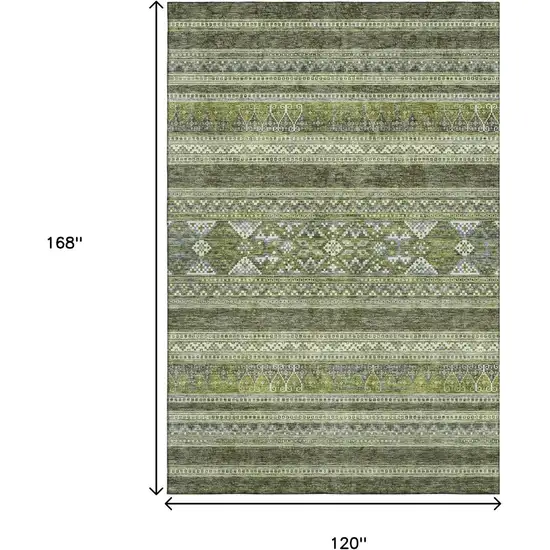 Olive Green Gray And Ivory Southwestern Washable Area Rug With UV Protection Photo 3