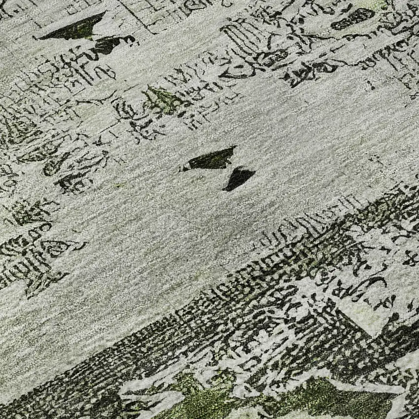 Olive Green Gray And Ivory Southwestern Washable Area Rug With UV Protection Photo 9