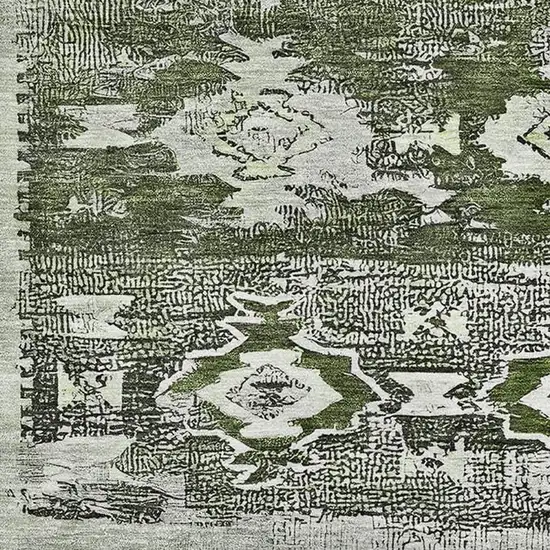 Olive Green Gray And Ivory Southwestern Washable Area Rug With UV Protection Photo 3