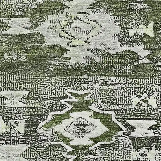 Olive Green Gray And Ivory Southwestern Washable Area Rug With UV Protection Photo 2