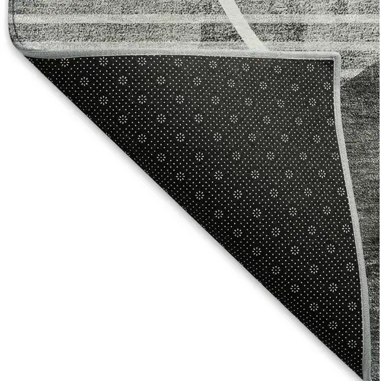 Olive Green Gray And Silver Abstract Geometric Washable Area Rug With UV Protection Photo 7