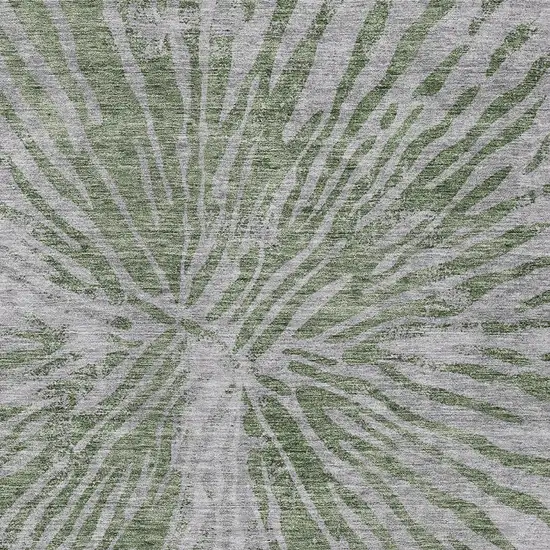 Olive Green Gray And Silver Abstract Washable Indoor Outdoor Area Rug Photo 6
