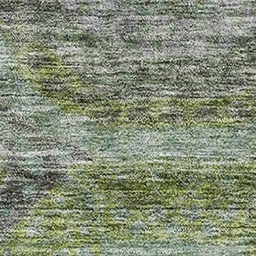 Olive Green Gray And Silver Geometric Washable Area Rug With UV Protection Photo 2