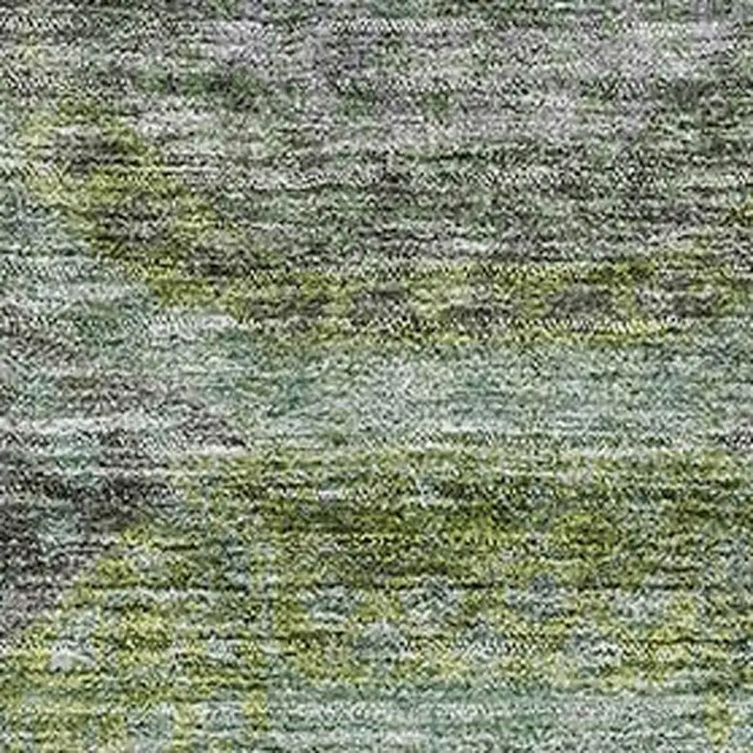 Olive Green Gray And Silver Geometric Washable Area Rug With UV Protection Photo 2