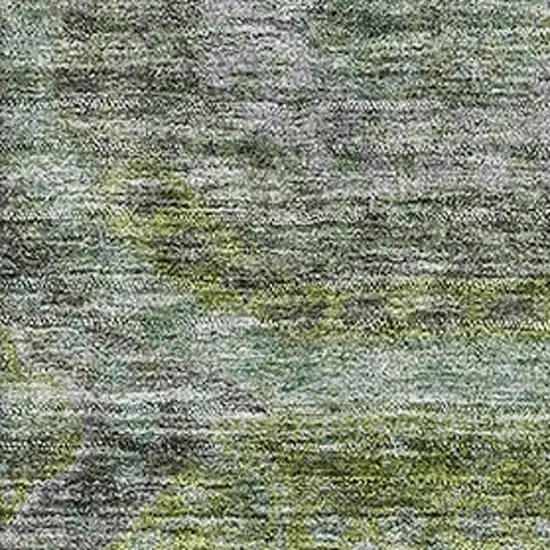 Olive Green Gray And Silver Geometric Washable Area Rug With UV Protection Photo 2