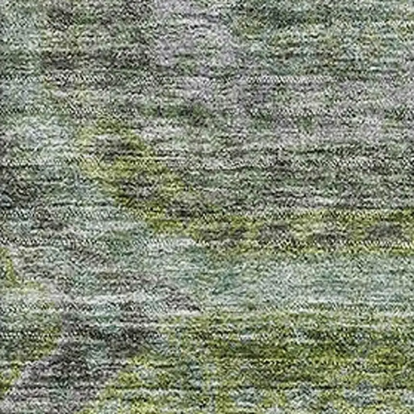 Olive Green Gray And Silver Geometric Washable Area Rug With UV Protection Photo 2