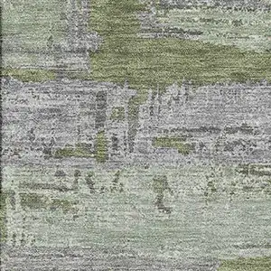 Photo of Olive Green Gray And Silver Striped Washable Area Rug With UV Protection