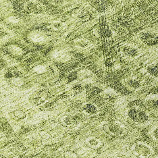 Olive Green Ikat Washable Indoor Outdoor Area Rug Photo 6