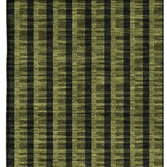 Olive Green Ivory And Charcoal Geometric Washable Area Rug With UV Protection Photo 4